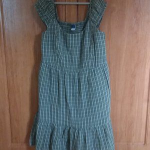Beautiful Old Navy mini flare green and white plaid dress in size medium